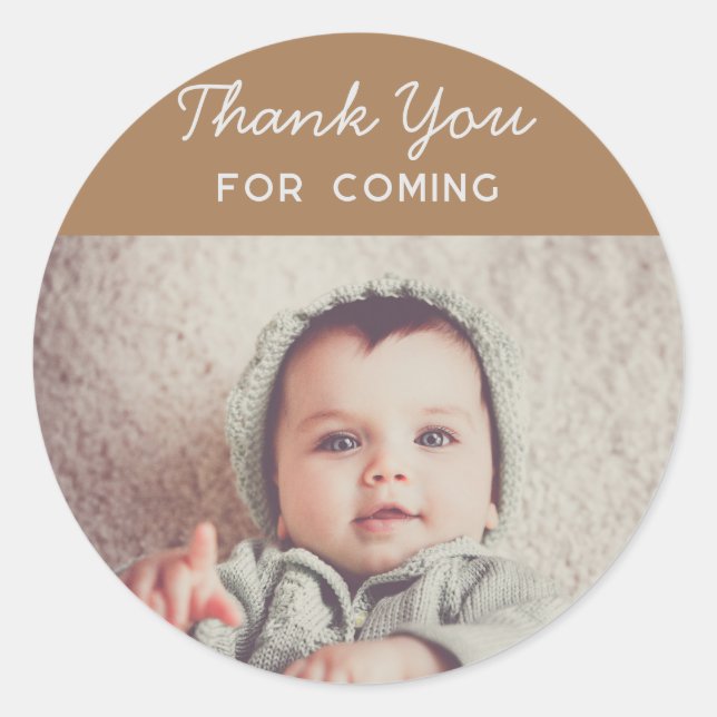 photo personalized thank you for coming birthday classic round sticker (Front)