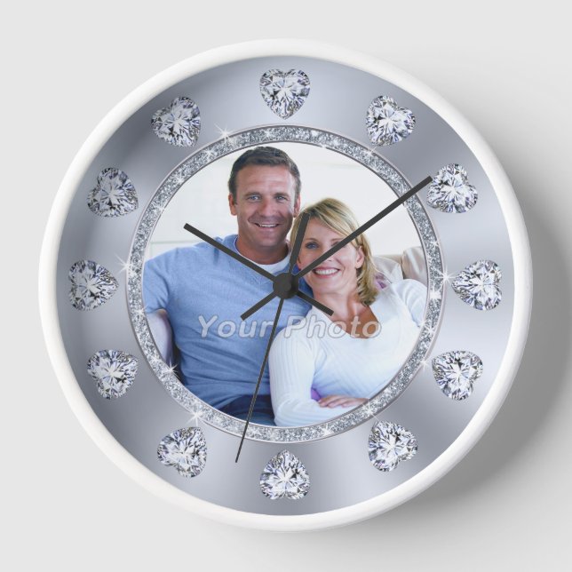 Photo, Personalized Wall Clock Wedding Gift,  (Front)