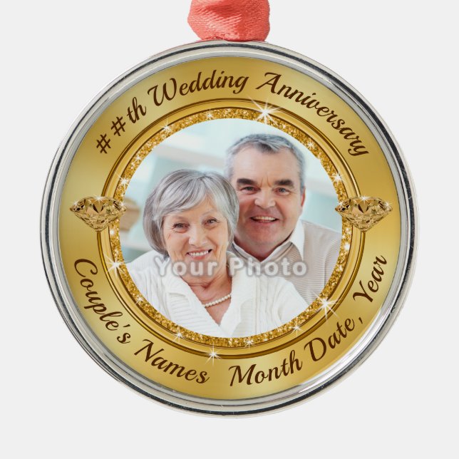 Photo Personalized, Wedding Anniversary Ornaments (Front)
