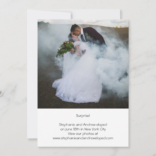 Photo Personalized Wedding Elopement Announcement (Front)