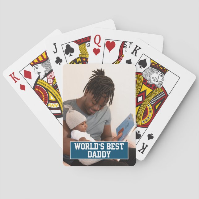Photo Personalized Worlds Best Daddy Fathers Day Playing Cards (Back)