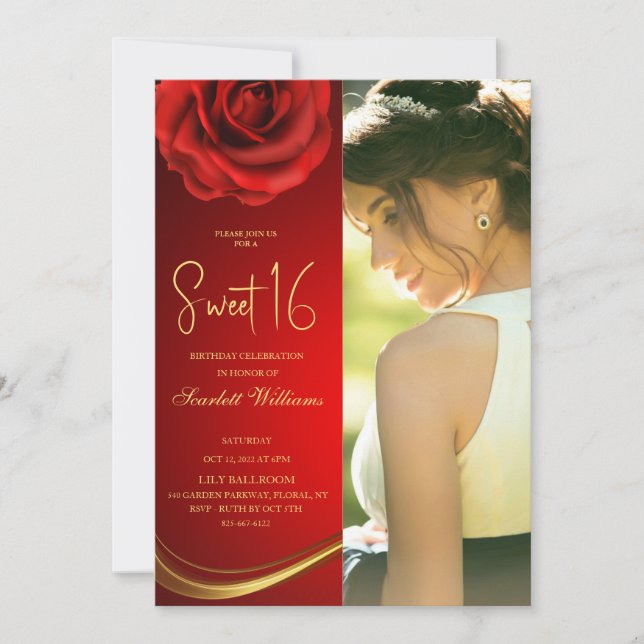 Photo personnalisable Sweet 16 Invitation (Devant)