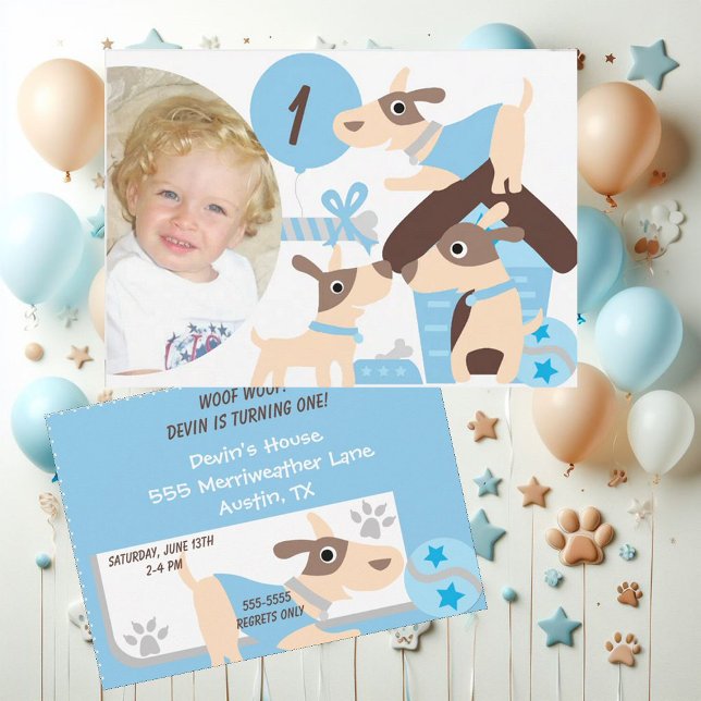 Photo personnalisée Chien Chien Bleu Invitation An (Créateur téléchargé)