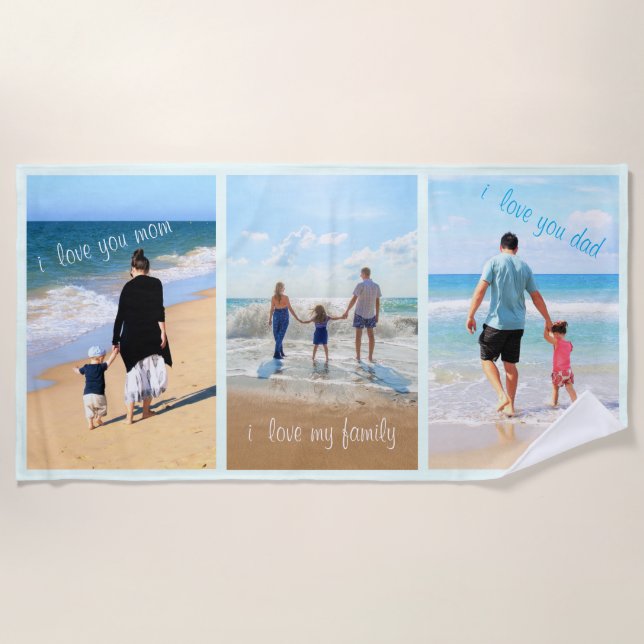 Photo personnalisée Collage Texte Plage Serviette  (Devant)