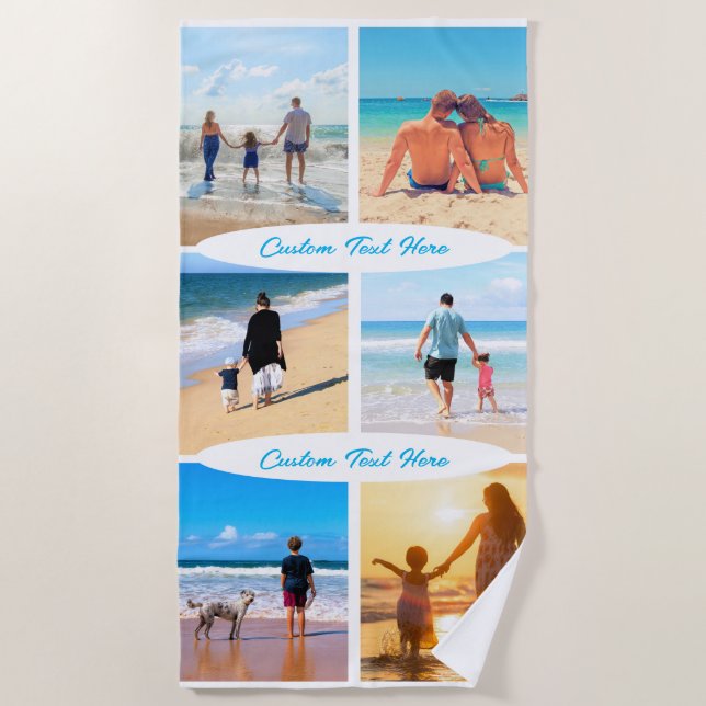 Photo personnalisée Collage Texte Plage Serviette  (Devant)