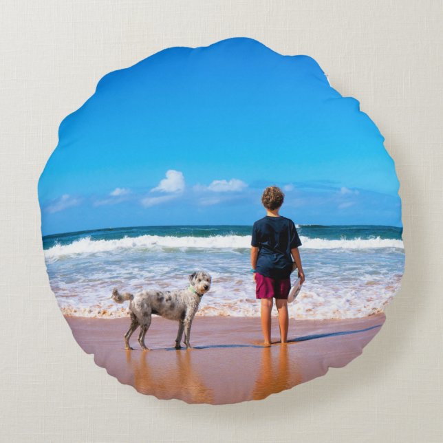 Photo personnalisée Coussin rond Vos animaux Photo (Dos)