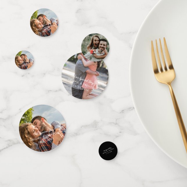 Photo personnalisée du jour de mariage Confetti (Groupe)