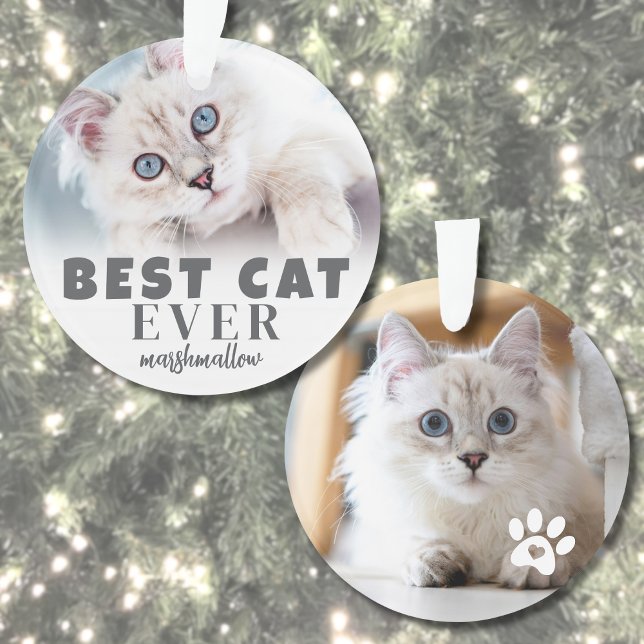 Photo personnalisée du plus mignon des chats (Personalized Cute Best Cat Photo Ornament)