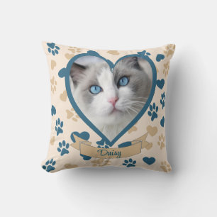 Photo personnalisée et nom Coussin de chat   Cadea