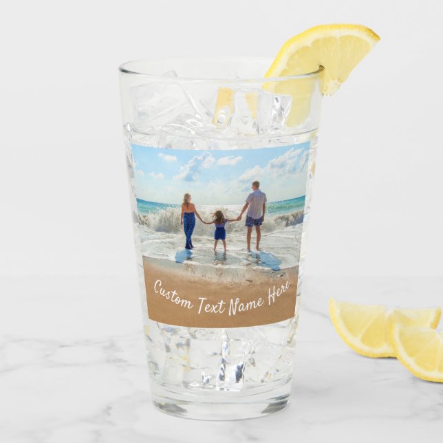 Photo personnalisée et nom de texte en verre (Dos glace)