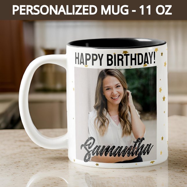 Photo personnalisée Joyeuse Mug d'anniversaire pou (mama gift, grandma gift, sister gift, daughter gift, birthday gift for her, gift for women, mom gift)