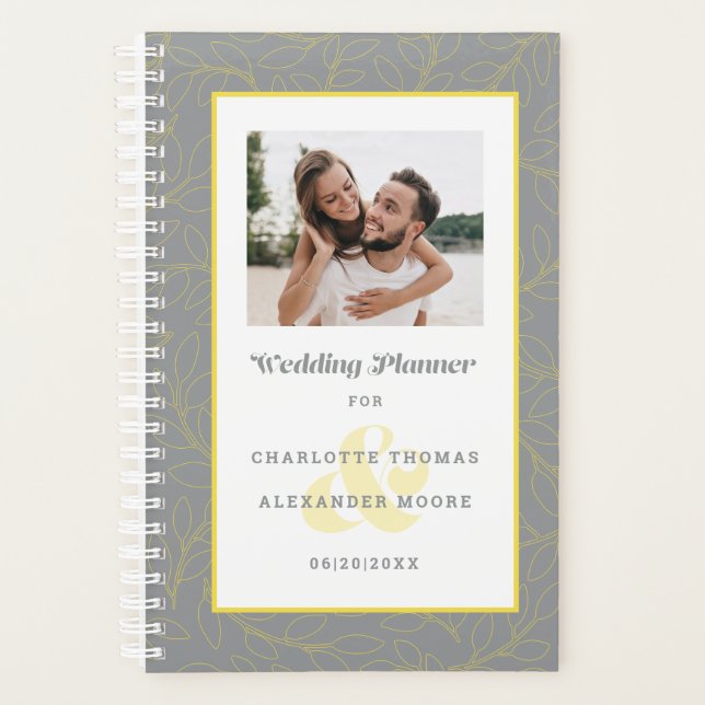 Photo personnalisée Moderne Gris & Jaune Mariages  (Devant)