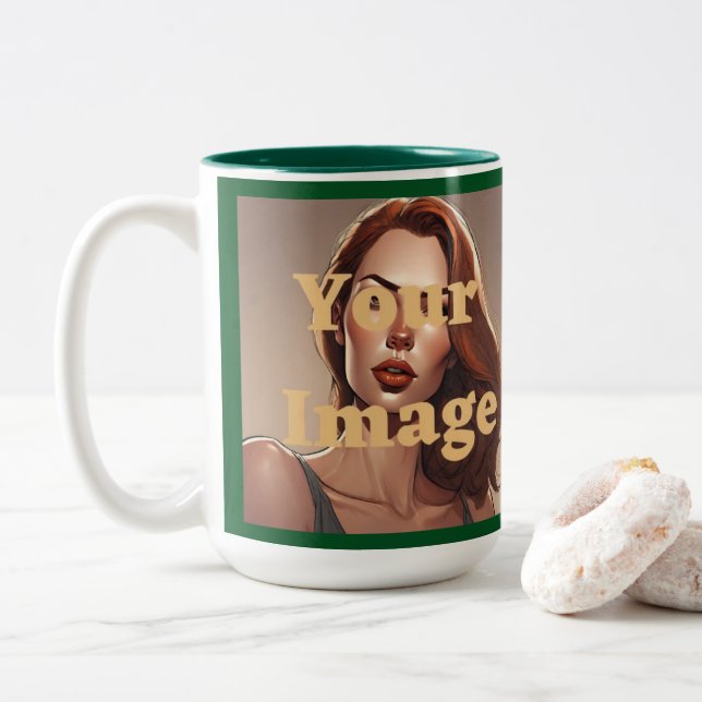 Photo personnalisée Mug blanc blanc à deux tons (Avec donut)