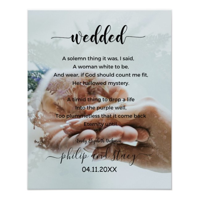 Photo personnalisée Poème de mariage élégant (Devant)