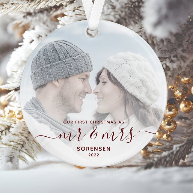Photo personnalisée Premier marié Noël Rouge Scrip (Créateur téléchargé)