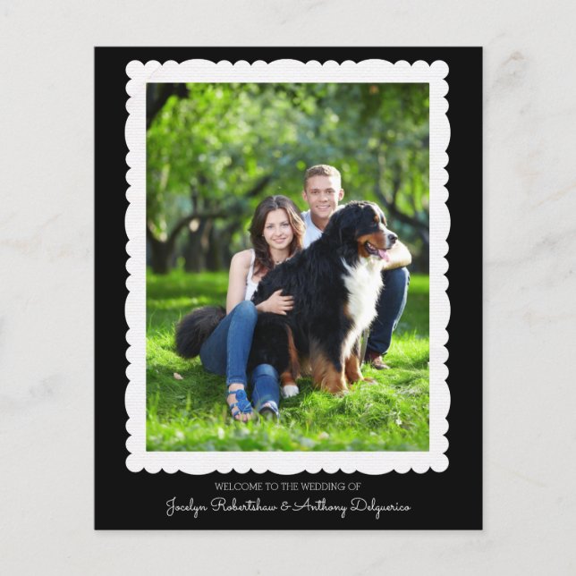 Photo personnalisée Programme de mariage noir et b (Devant)