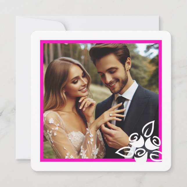 Photo personnalisée Roses blanches Carte Fiançaill (Devant)