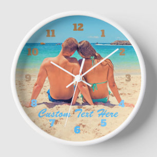 Photo personnalisée Texte Horloge murale Vos photo