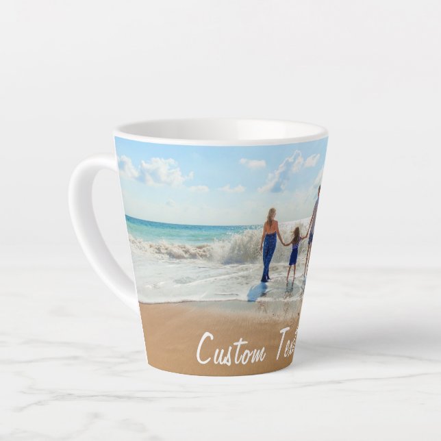 Photo personnalisée Texte Latte Mug Vos Photos Con (Angle gauche)