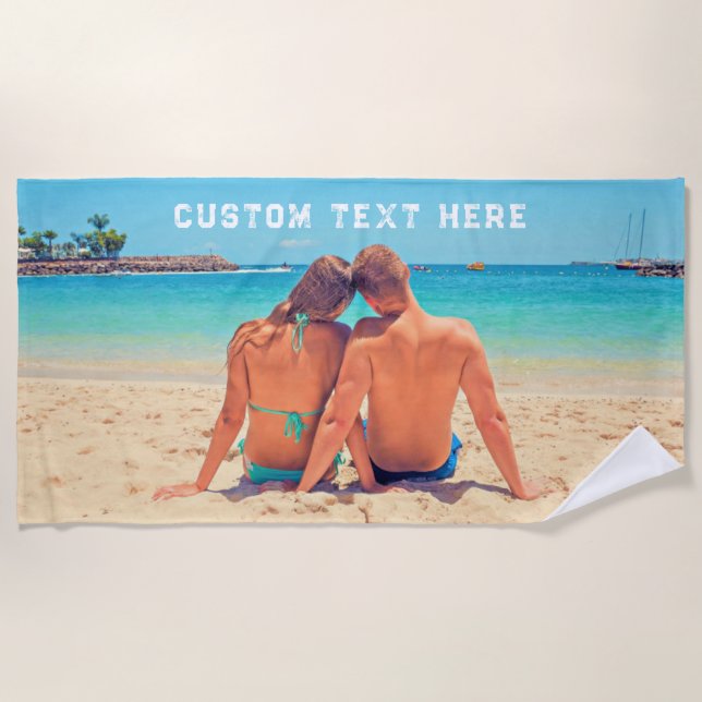 Photo personnalisée Texte Plage Serviette Votre Am (Devant)