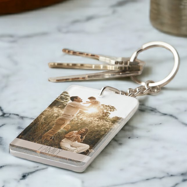 Photo personnalisée + Texte une photo Porte - clé  (Créateur téléchargé)