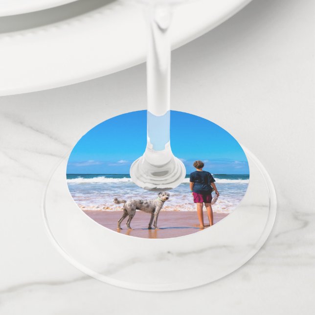 Photo personnalisée Verre à vin Étiquette vos phot (De près)