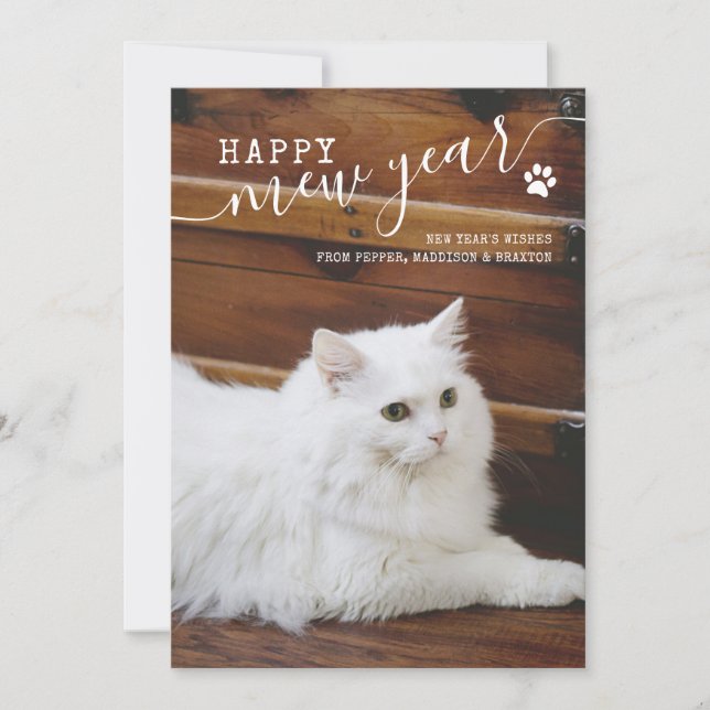 Photo Pet Cat Bonne année Carte (Devant)