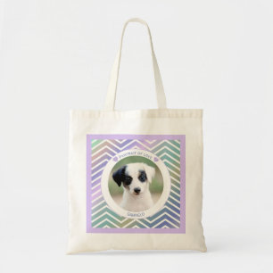 photo pet lovers modern stripes love dogs tote bag