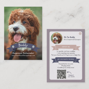 Photo Pet Trading Card, QR Code Therapy Animal Calling Card