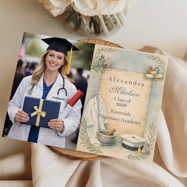 Photo Pharmacist Graduation Celebration Announcement (Creator Uploaded)