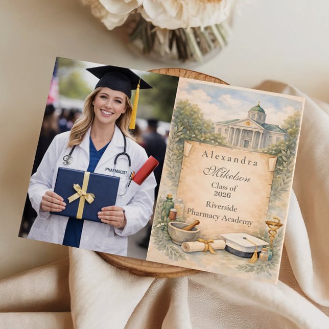 Photo Pharmacy School Graduation Celebration Announcement (Creator Uploaded)