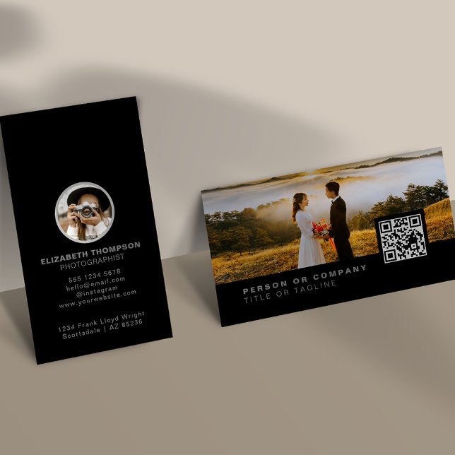 Photo Photography Stylish Photographer QR Code Business Card (Creator Uploaded)