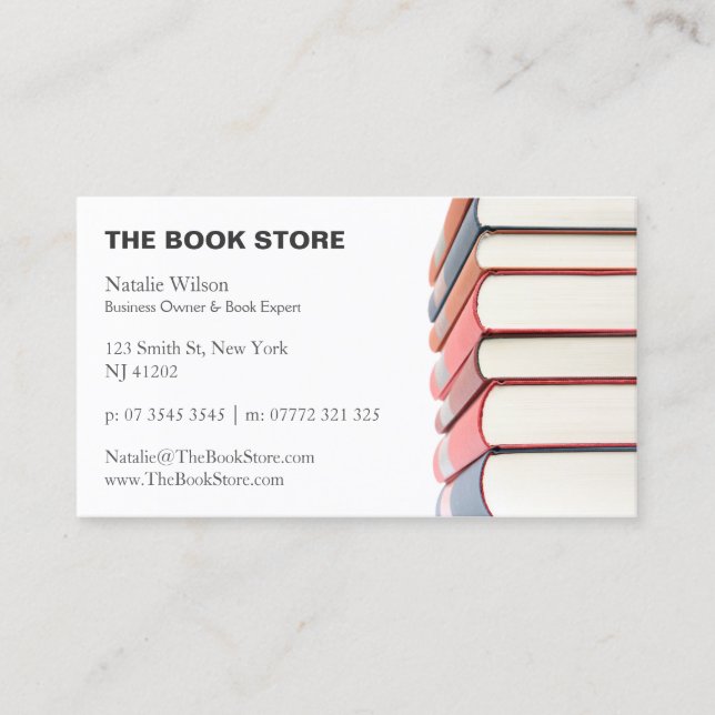 Photo, pile de livres - Boutique - Carte de visite (Devant)