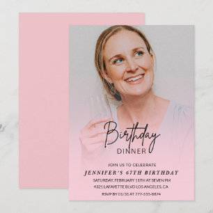 Photo Pink 67th birthday invitations Dinner
