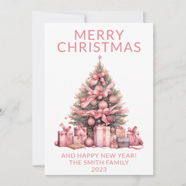 Photo Pink Christmas Tree Carte de vacances (Devant)