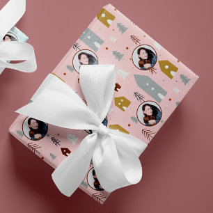 Photo Pink Christmas  Wrapping Paper