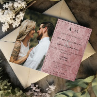 Photo Pink Damask Monogram Wedding Invitation