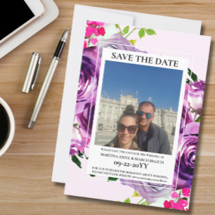 Photo Pink Floral Enregistrer la date Invitation