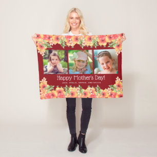 Photo Pink Flowers Mother's Day Blanket