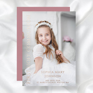 Photo Pink Girl First Holy Communion Rose Gold 