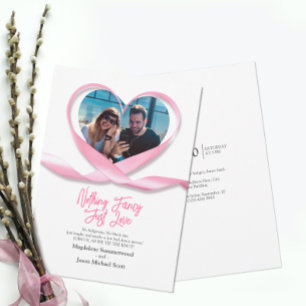 Photo Pink Heart Ribbon Nothing Fancy Just Love Invitation