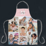 Photo Pink Monogram Apron<br><div class="desc">This personalized apron features a simple 7-photo collage with a blush pink panel at the top, showcasing a white initial and black script name monogram for a soft, stylish look. The collage wraps the apron with your favorite images—whether family memories, vacation snapshots, pets, or everyday moments. Perfect for Mother’s Day,...</div>