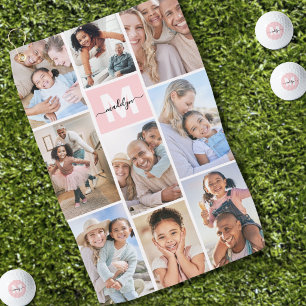 Photo Pink Monogram Golf Towel