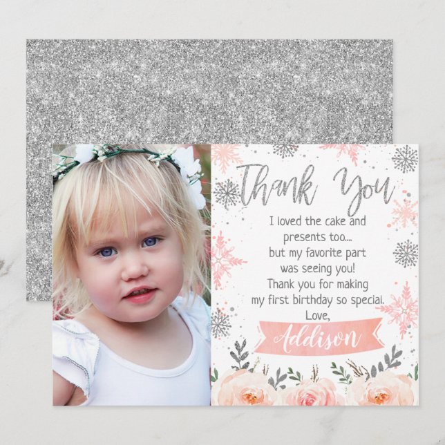 Photo Pink Onederlander Thank You Card (Front/Back)