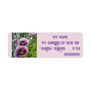 Photo Pink Poppy Poppies Retourner l'adresse Étiqu