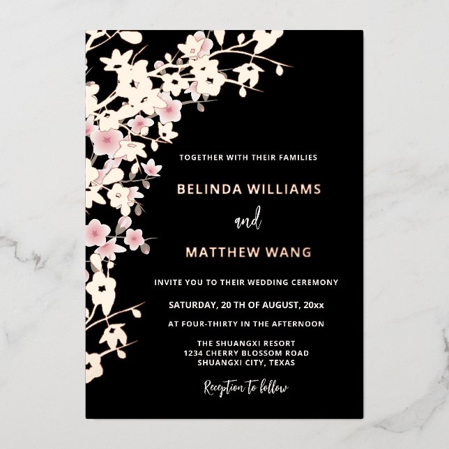 PHOTO Pink Rose Gold Cherry Blossom Wedding (Front)