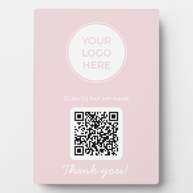 Photo Pink Scan Me To Pay QR Code Plaque (Devant)