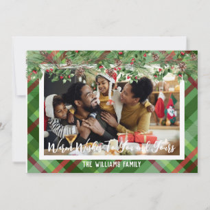 Photo Plaid Personalized Christmas Card Holiday