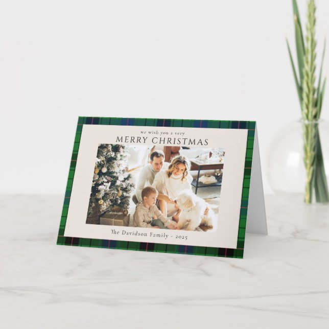 Photo Plaid Rustic Tartan Christmas Custom Card (Front)