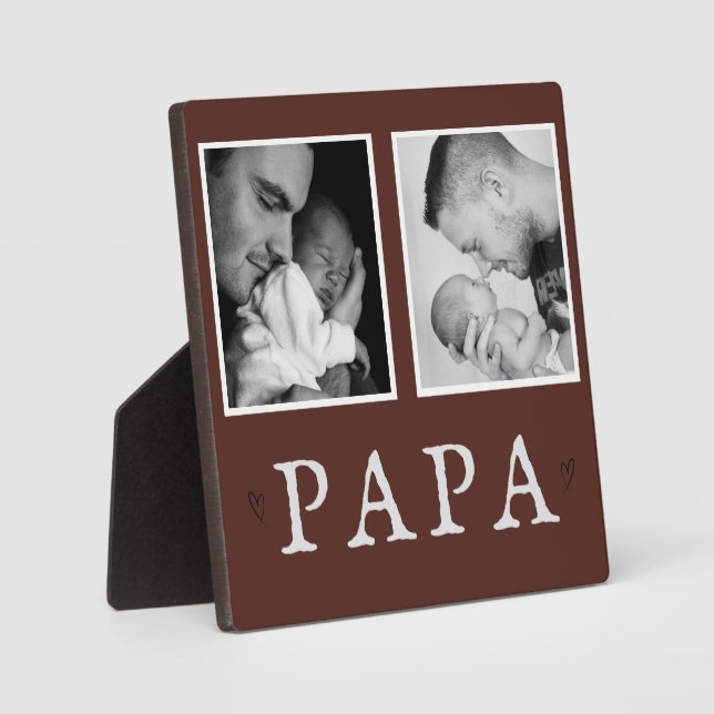 Photo Plaque à 2 photos Rustique personnalisée PAPA (Recto)